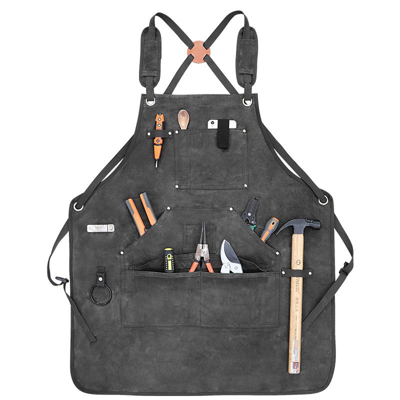 BBQ Work Apron Canvas Thick Barber Tattoo Retro Work Clothes - Image 6