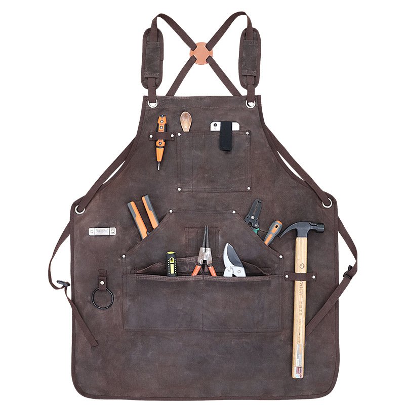 BBQ Work Apron Canvas Thick Barber Tattoo Retro Work Clothes - Image 4