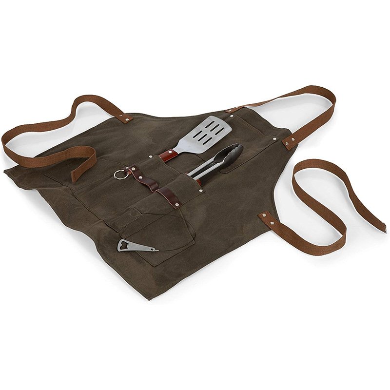 Outdoor direct sales canvas apron multi-pocket tool apron garden thickened canvas tool apron - Image 8