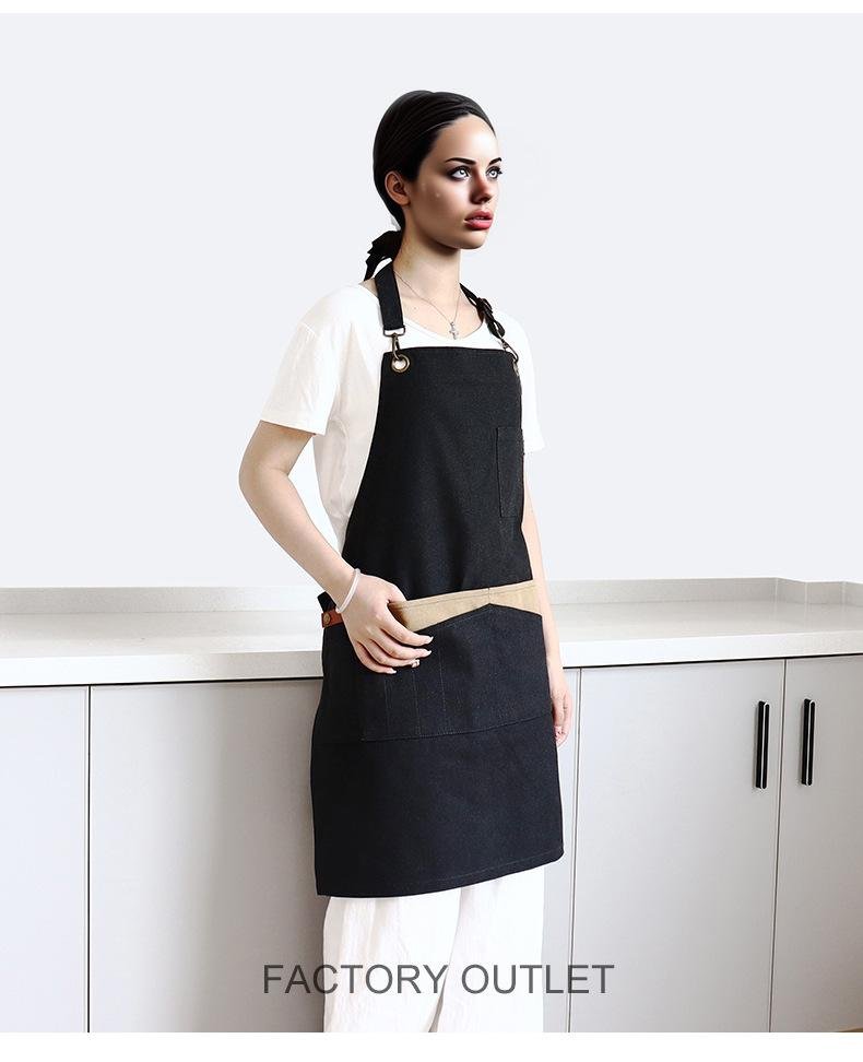 Neck hanging color canvas apron custom barber waist food tea coffee shop uniform apron - Image 5