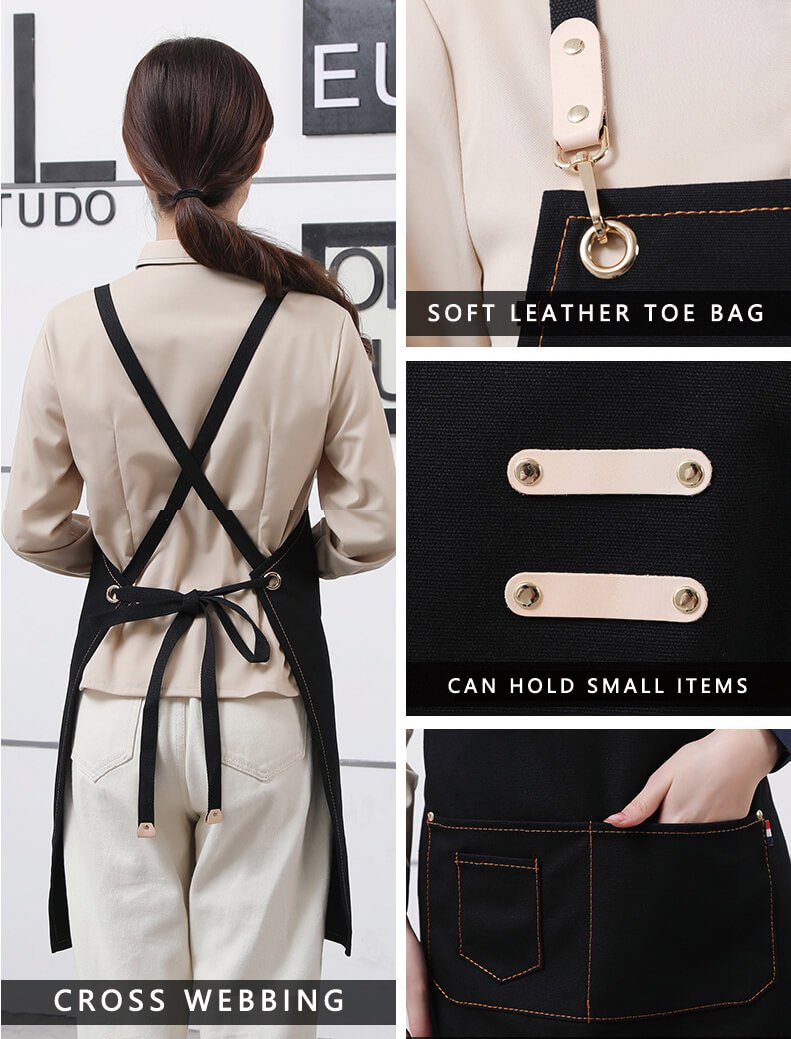 Brown thick canvas apron custom made nail art painting hairdresser flower work clothes apron - Image 2