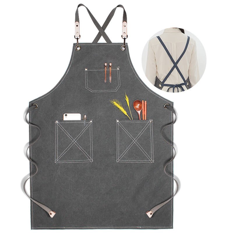 Waterproof canvas coffee chef apron men's printed logo milk tea shop florist catering work clothes women - Image 28