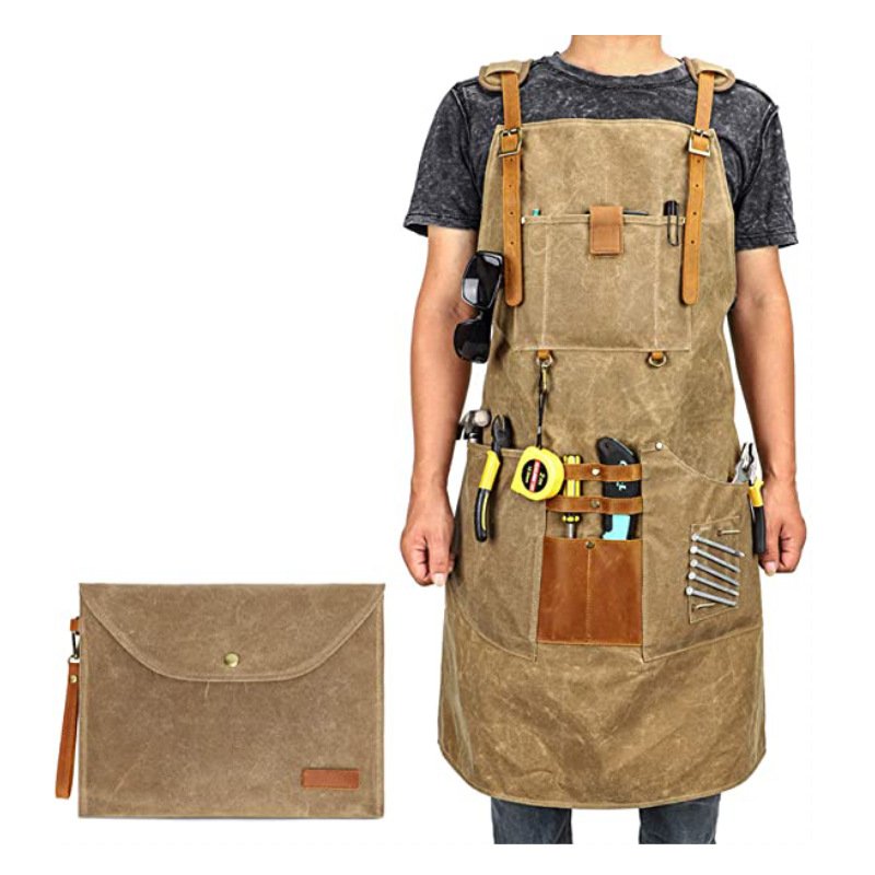 Apron canvas apron multi-function pocket apron barber carpenter work clothes custom logo - Image 4