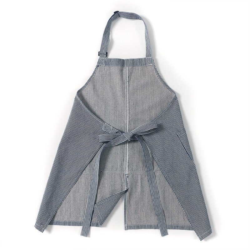 Halter neck striped apron for restaurants, cafes, bakeries, men and women Korean style fashion work clothes with printed logo - Image 2