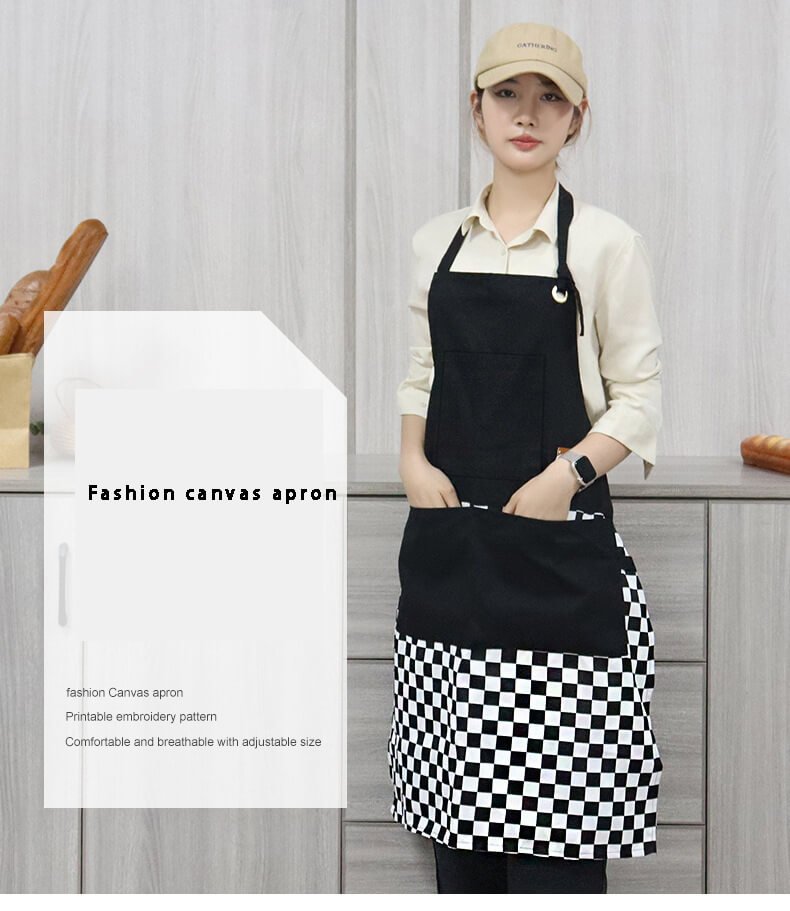 Canvas apron fashionable floral work clothes new summer thin bakery dessert chef coat can be customized logo - Image 10