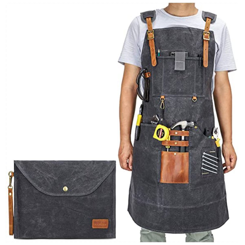 Apron canvas apron multi-function pocket apron barber carpenter work clothes custom logo - Image 2