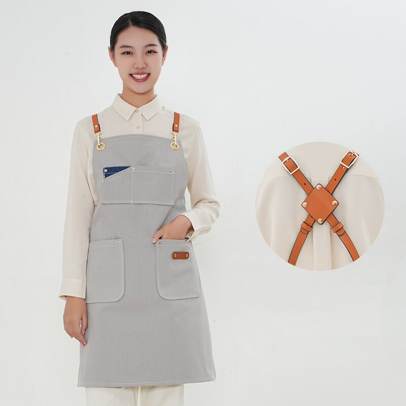 Direct selling barista denim apron restaurant milk tea cake baking canvas work clothes apron - Image 25