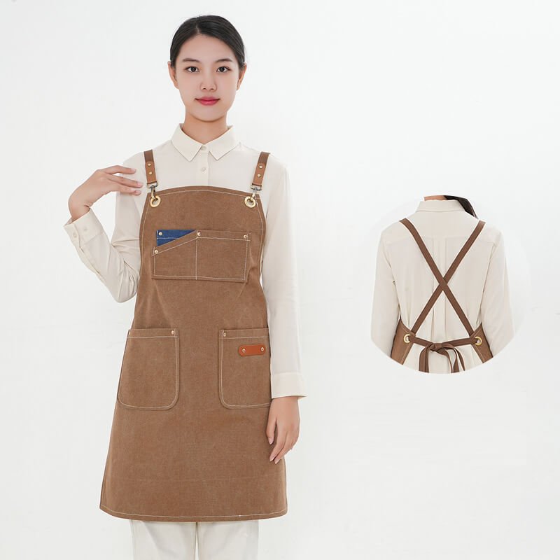 Direct selling barista denim apron restaurant milk tea cake baking canvas work clothes apron - Image 23