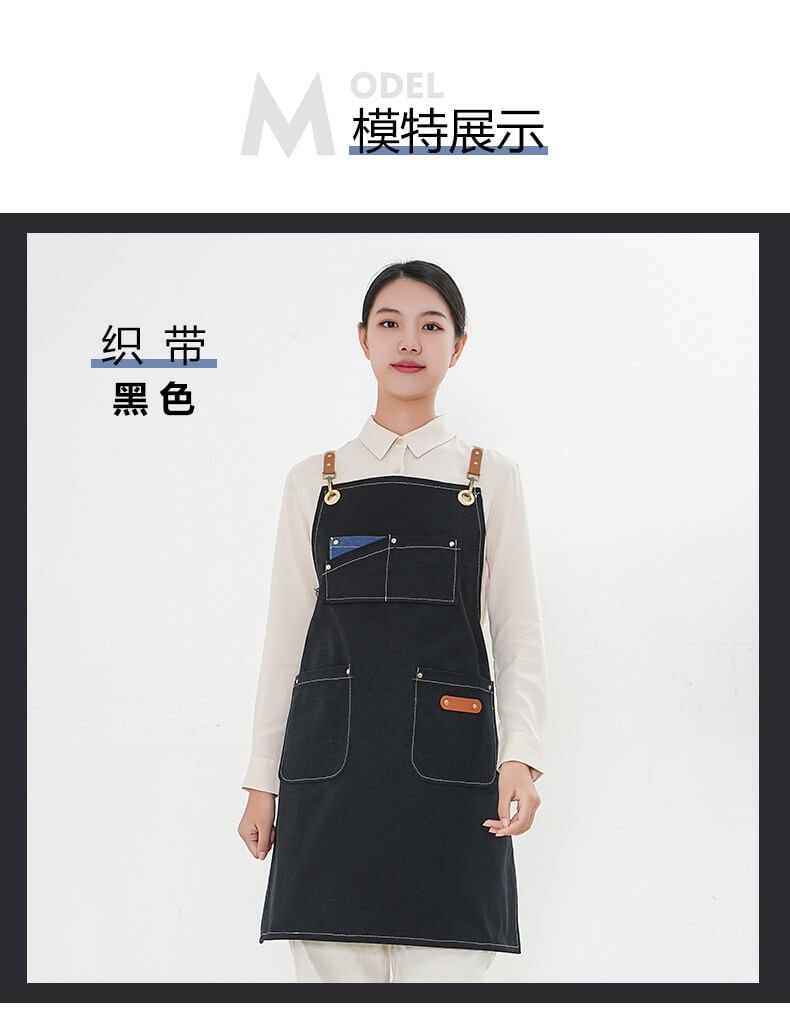 Direct selling barista denim apron restaurant milk tea cake baking canvas work clothes apron - Image 4