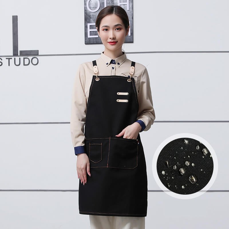 Brown thick canvas apron custom made nail art painting hairdresser flower work clothes apron - Image 5