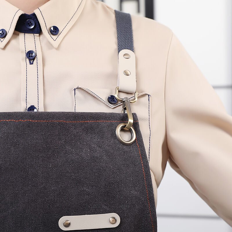 Brown thick canvas apron custom made nail art painting hairdresser flower work clothes apron - Image 7