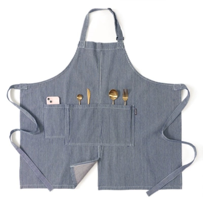 Halter neck striped apron for restaurants, cafes, bakeries, men and women Korean style fashion work clothes with printed logo - Image 10