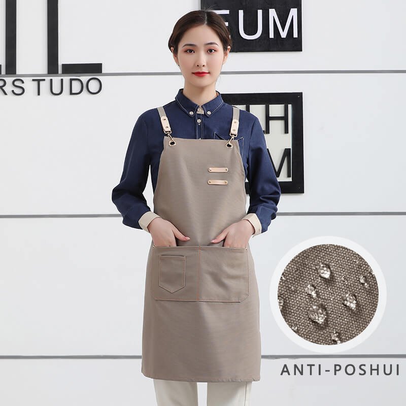 Brown thick canvas apron custom made nail art painting hairdresser flower work clothes apron - Image 8