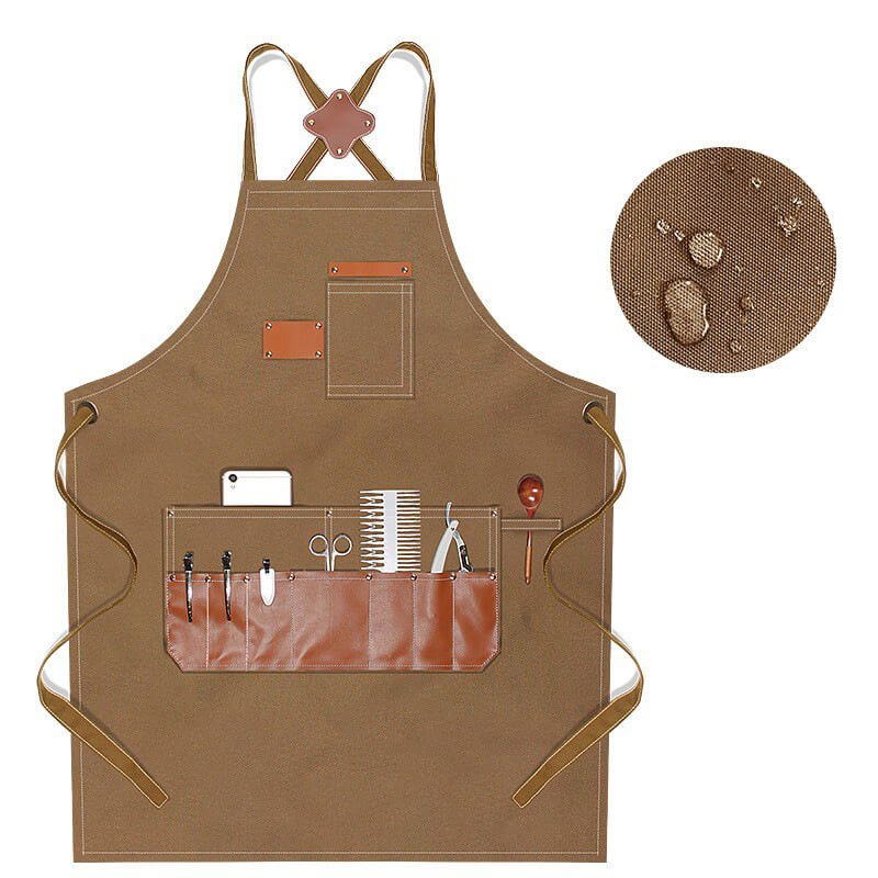 Barber's apron with custom logo printing for female painters, art students, tea shop bakery, catering, carpentry, men's work clothes - Image 3