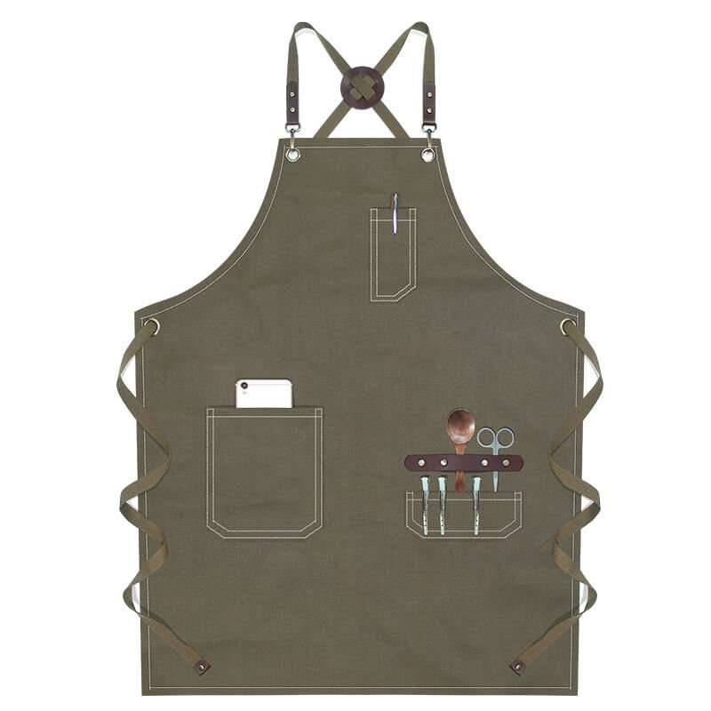Apron wholesale simple baking fashion bartender custom canvas women's milk tea men's work apron - Image 7