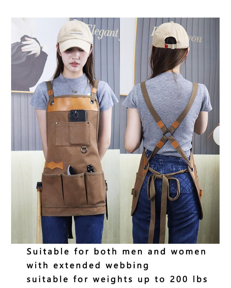 Thickened apron Japanese style outdoor wear-resistant canvas waist gardener carpenter handmade hairdressing work apron - Image 12