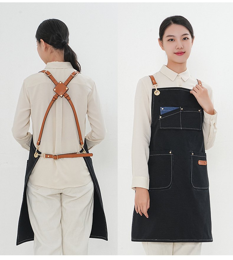Direct selling barista denim apron restaurant milk tea cake baking canvas work clothes apron - Image 14