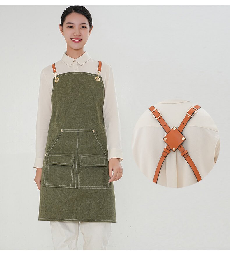 Denim work apron for women, barista, restaurant, thick canvas, male, barber, waiter apron - Image 7