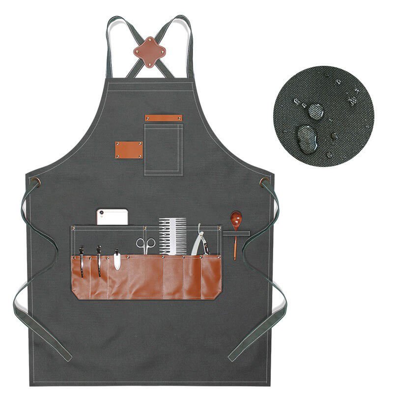 Barber's apron with custom logo printing for female painters, art students, tea shop bakery, catering, carpentry, men's work clothes - Image 6