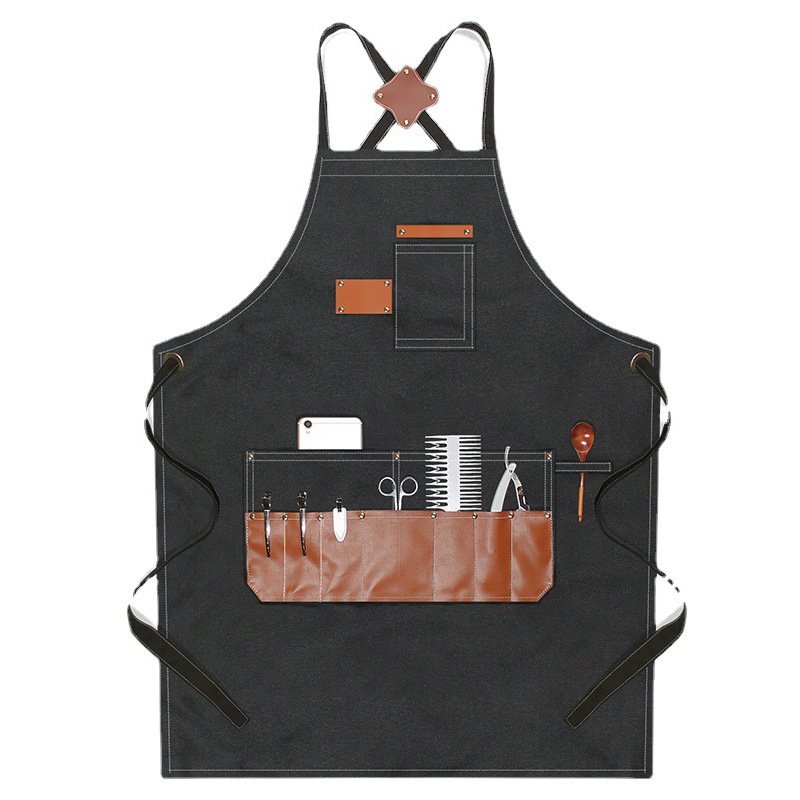 Barber's apron with custom logo printing for female painters, art students, tea shop bakery, catering, carpentry, men's work clothes - Image 8