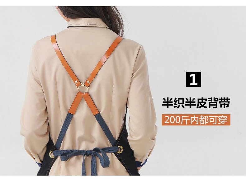 Waterproof canvas coffee chef apron men's printed logo milk tea shop florist catering work clothes women - Image 21