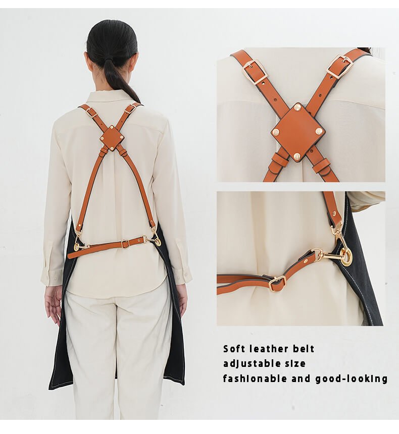 Denim work apron for women, barista, restaurant, thick canvas, male, barber, waiter apron - Image 8