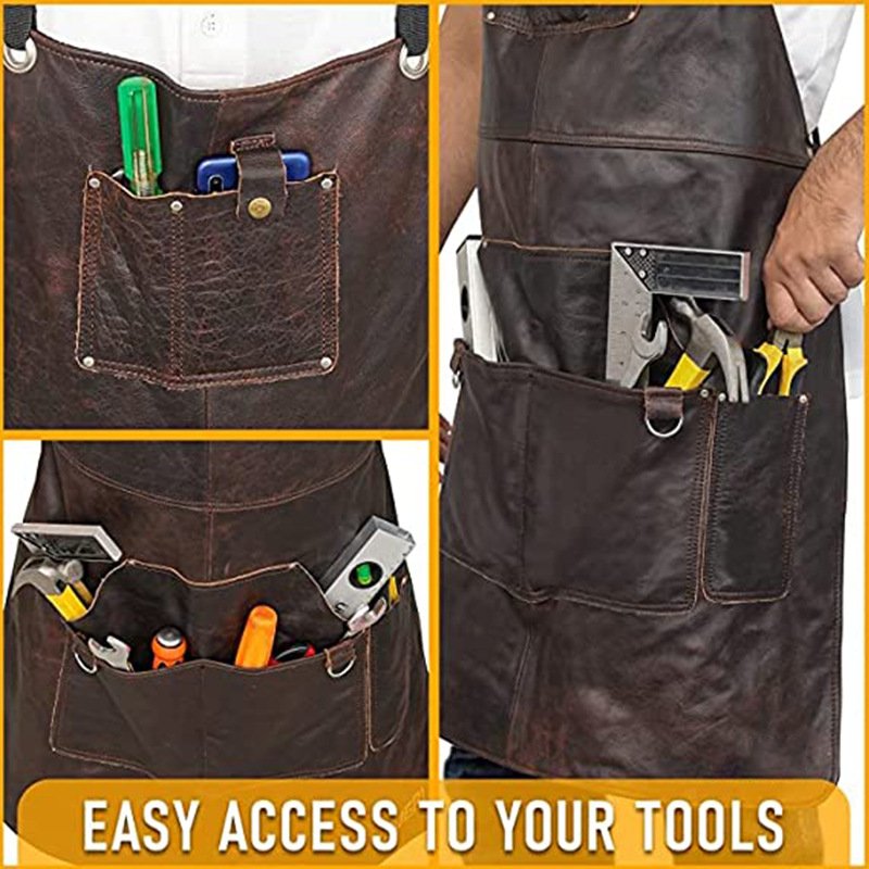 Electrician apron retro design garden design wear-resistant and stain-resistant microfiber leather mechanic work clothes carpenter apron - Image 7
