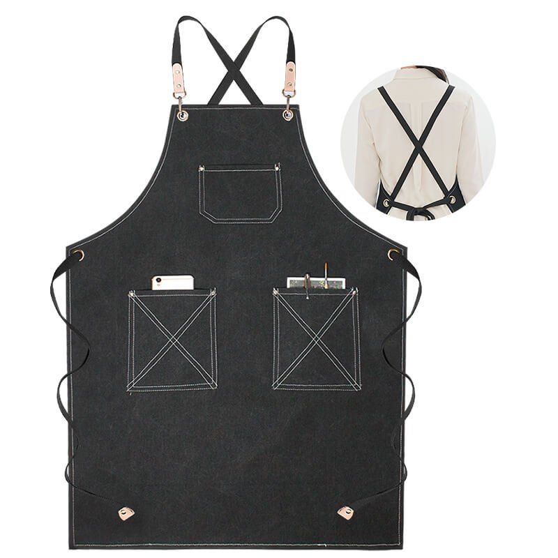 Waterproof canvas coffee chef apron men's printed logo milk tea shop florist catering work clothes women - Image 23