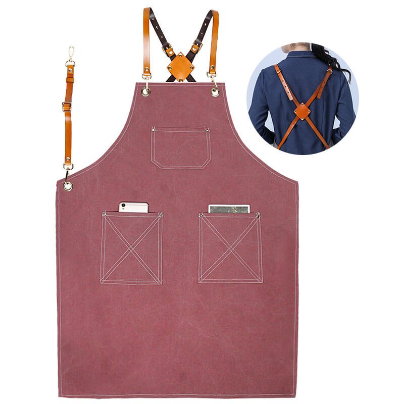 Waterproof canvas coffee chef apron men's printed logo milk tea shop florist catering work clothes women - Image 24