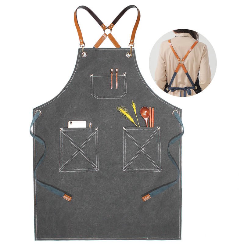 Waterproof canvas coffee chef apron men's printed logo milk tea shop florist catering work clothes women - Image 26