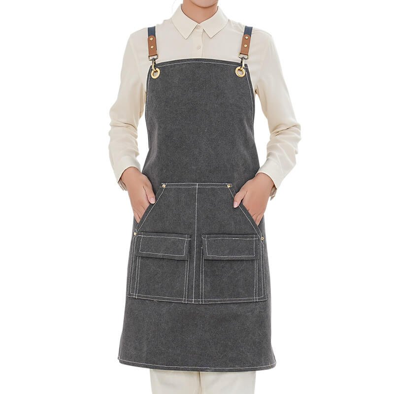 Denim work apron for women, barista, restaurant, thick canvas, male, barber, waiter apron - Image 2