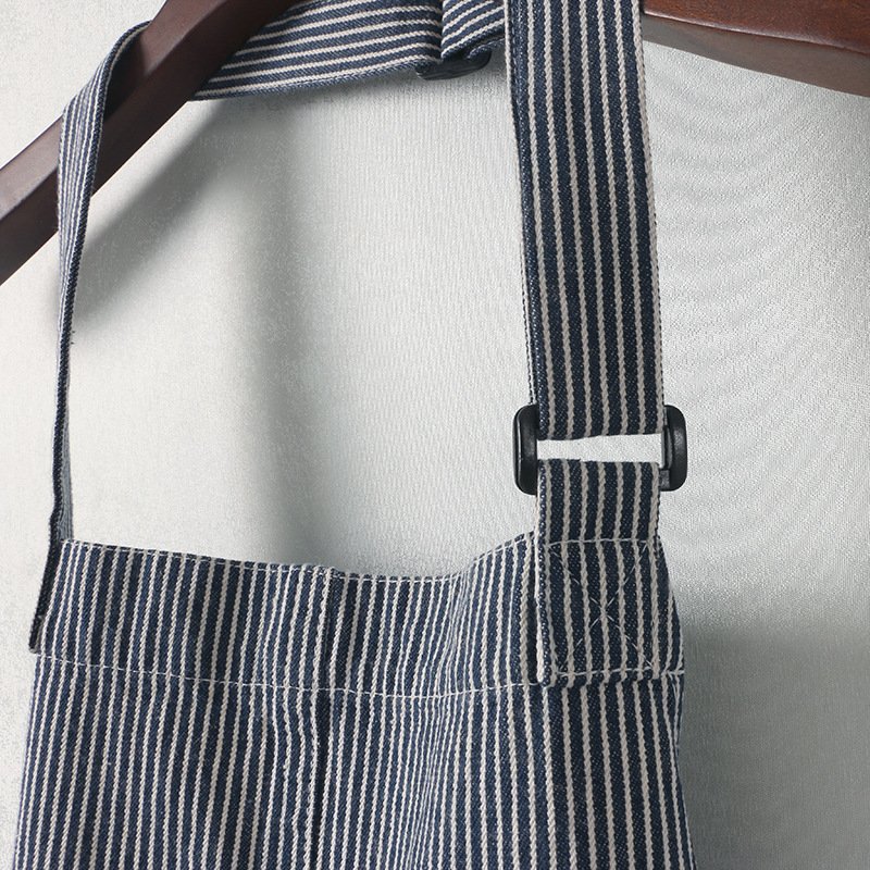 Halter neck striped apron for restaurants, cafes, bakeries, men and women Korean style fashion work clothes with printed logo - Image 8
