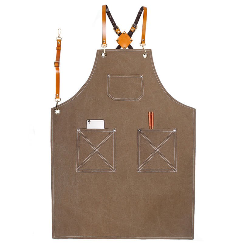 Waterproof canvas coffee chef apron men's printed logo milk tea shop florist catering work clothes women - Image 9