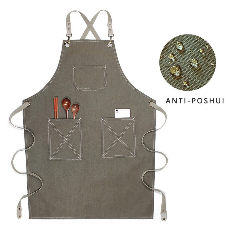 Brown thick canvas apron custom made nail art painting hairdresser flower work clothes apron - Image 12