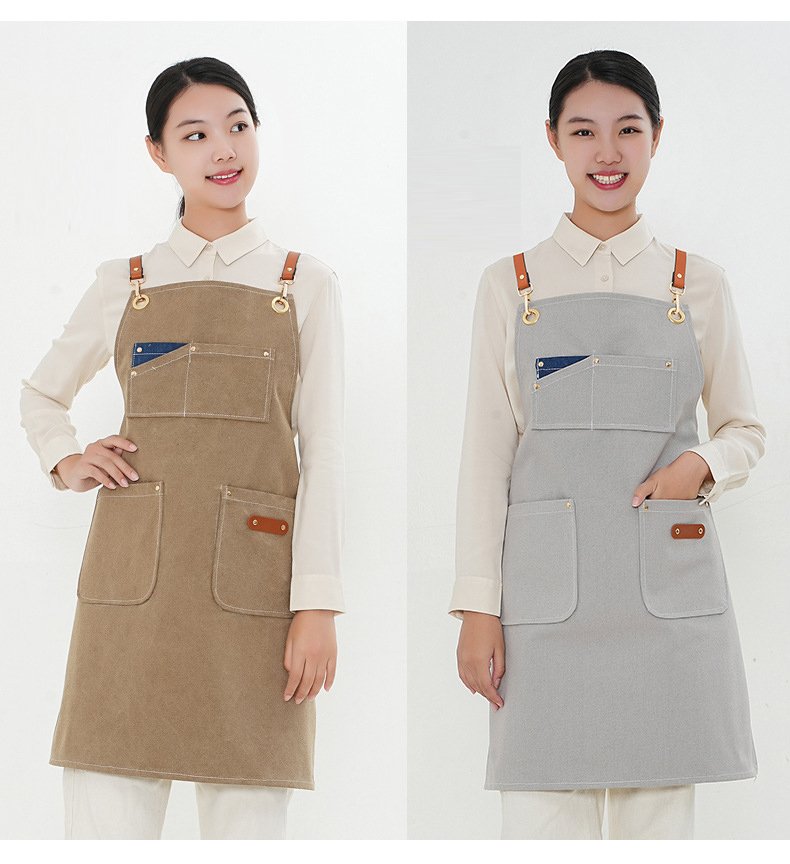 Direct selling barista denim apron restaurant milk tea cake baking canvas work clothes apron - Image 11
