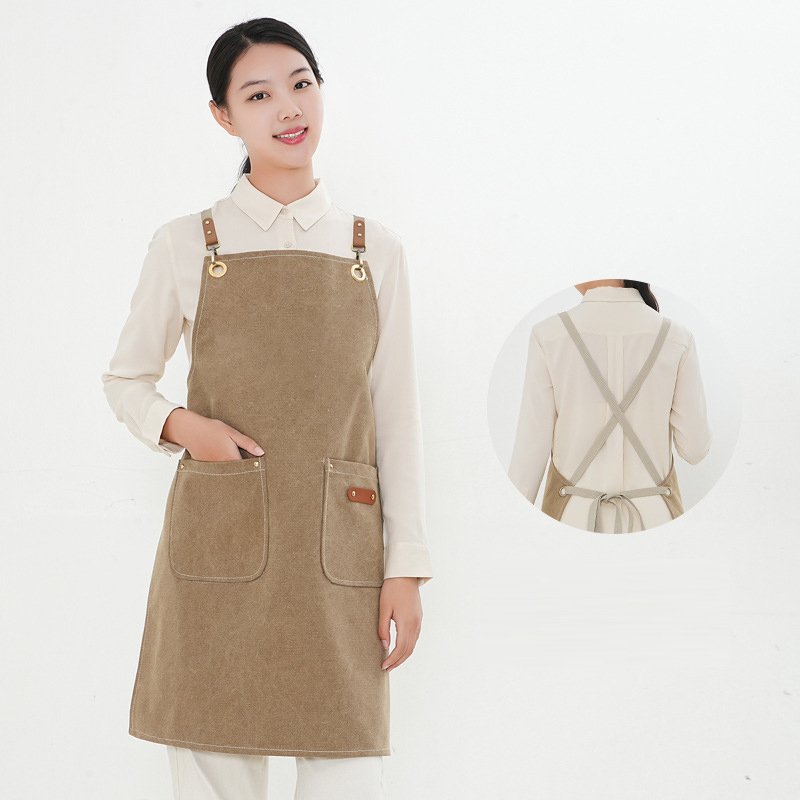 Direct selling barista denim apron restaurant milk tea cake baking canvas work clothes apron - Image 12