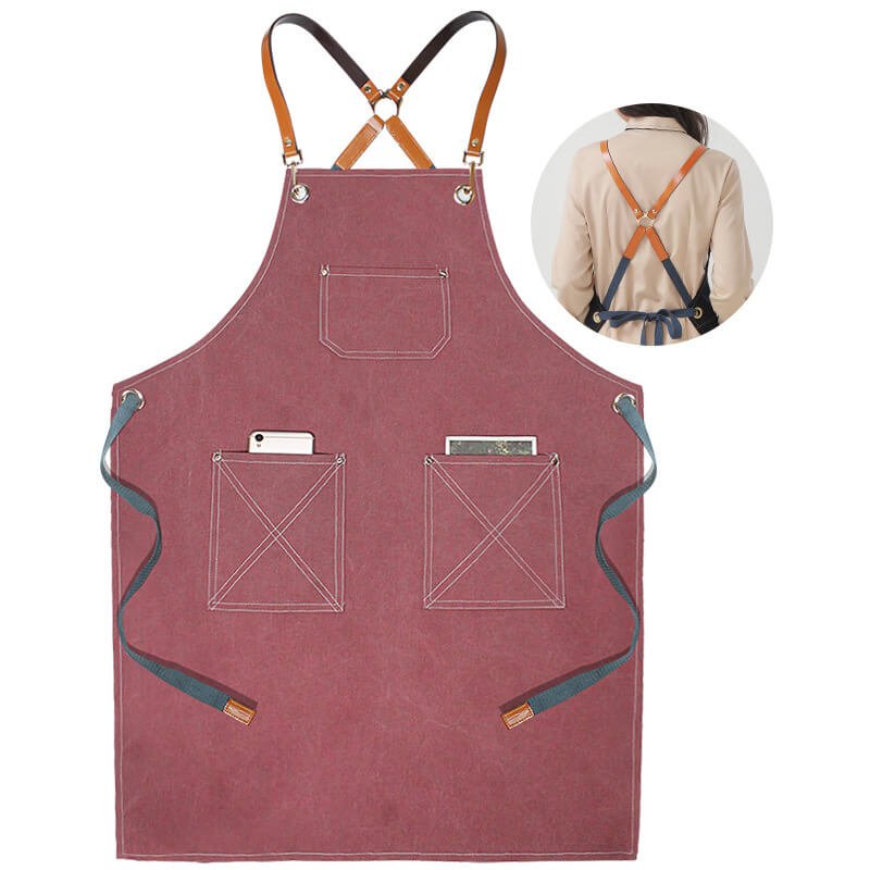 Waterproof canvas coffee chef apron men's printed logo milk tea shop florist catering work clothes women - Image 14