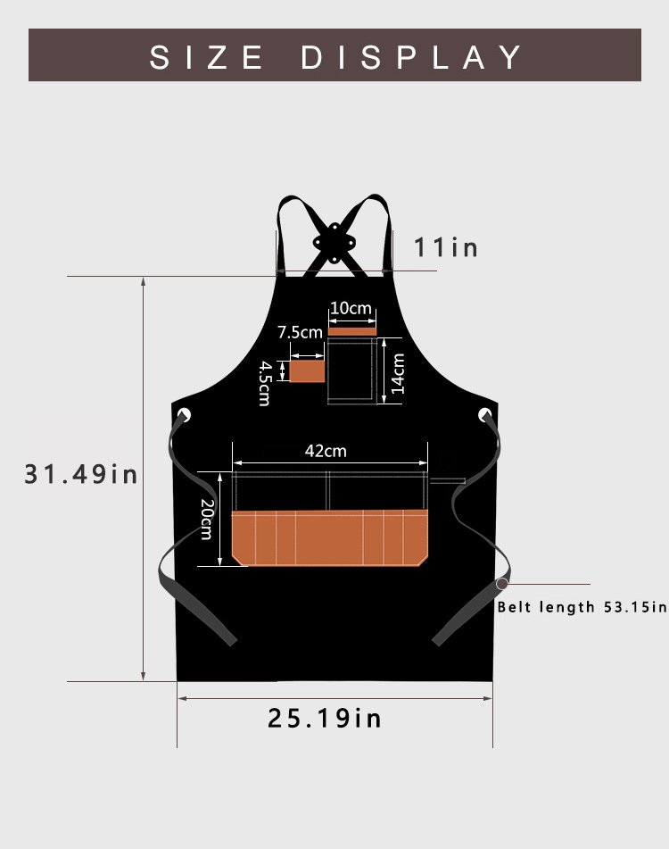Barber's apron with custom logo printing for female painters, art students, tea shop bakery, catering, carpentry, men's work clothes - Image 4