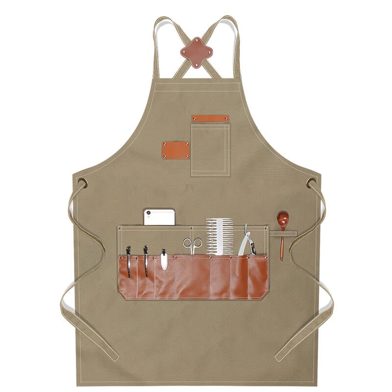 Barber's apron with custom logo printing for female painters, art students, tea shop bakery, catering, carpentry, men's work clothes - Image 5