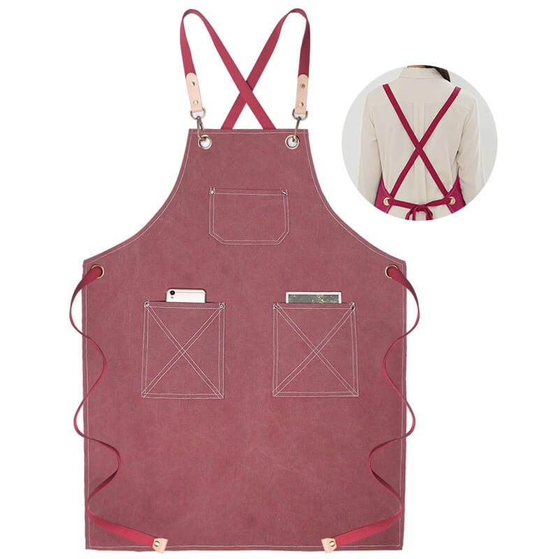 Waterproof canvas coffee chef apron men's printed logo milk tea shop florist catering work clothes women - Image 17