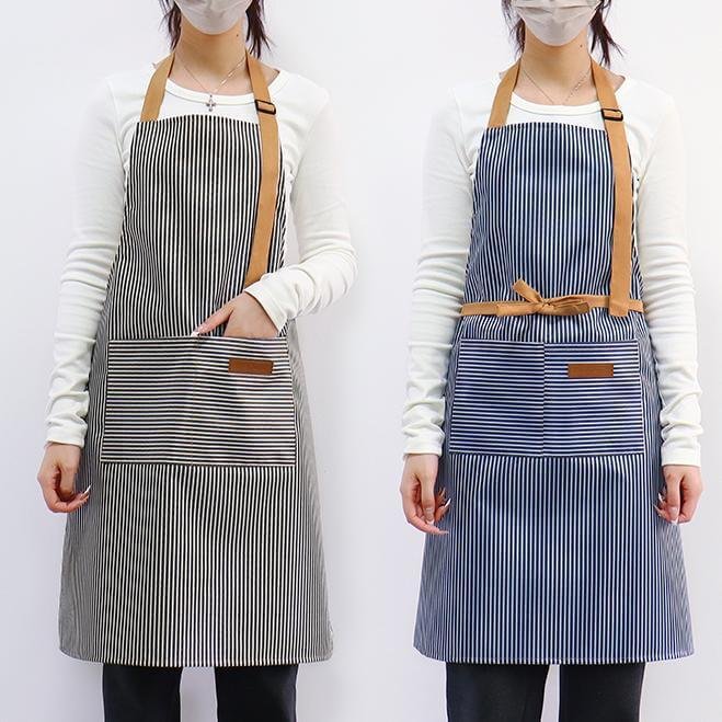 Striped halter neck waterproof apron for home kitchen nail art baking work clothes factory direct sales apron - Image 7