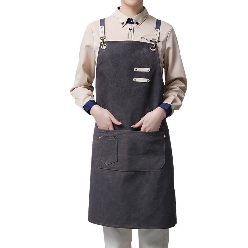 Brown thick canvas apron custom made nail art painting hairdresser flower work clothes apron - Image 14