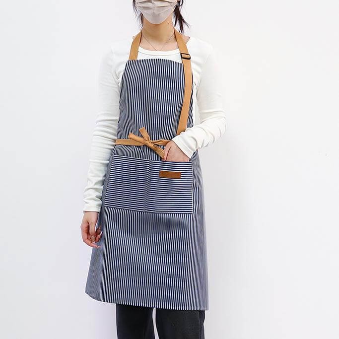 Striped halter neck waterproof apron for home kitchen nail art baking work clothes factory direct sales apron - Image 8