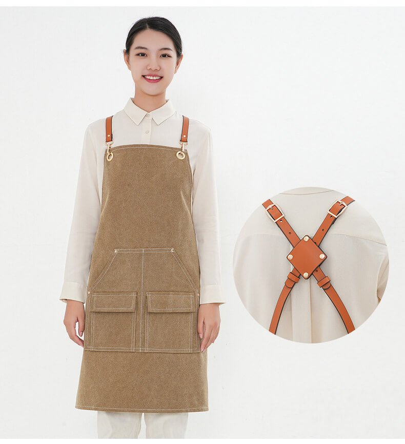 Denim work apron for women, barista, restaurant, thick canvas, male, barber, waiter apron - Image 10