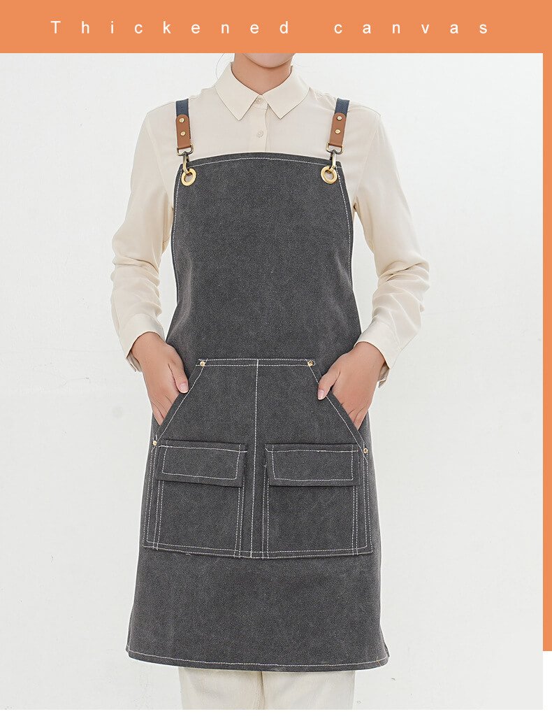 Denim work apron for women, barista, restaurant, thick canvas, male, barber, waiter apron - Image 11