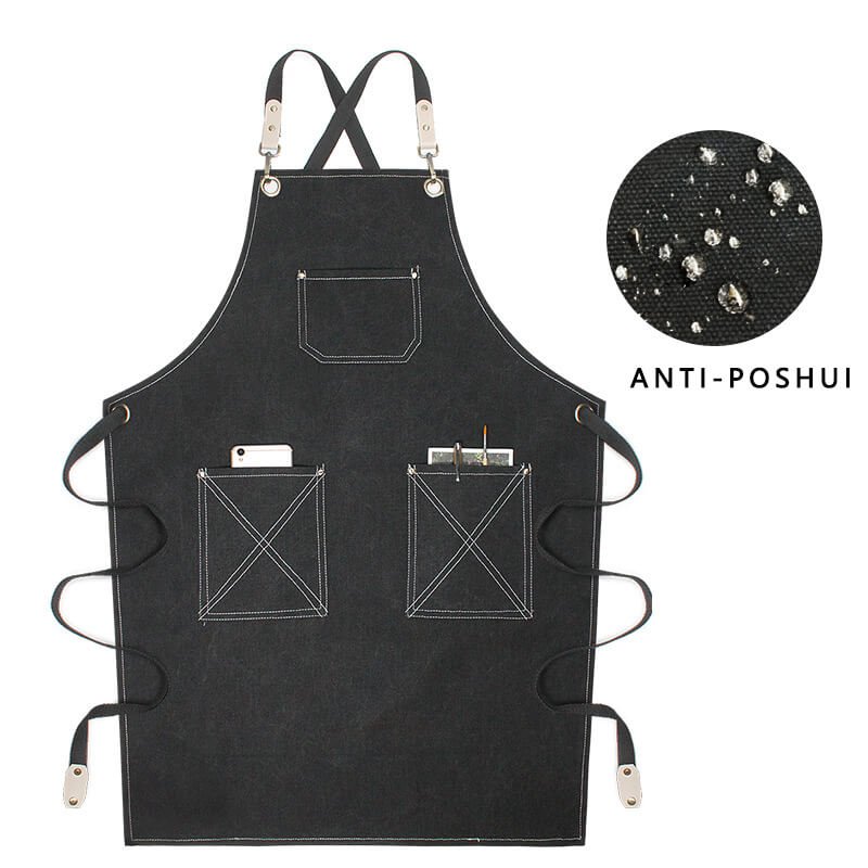 Brown thick canvas apron custom made nail art painting hairdresser flower work clothes apron - Image 16