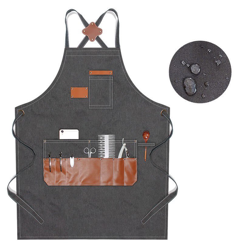 Barber's apron with custom logo printing for female painters, art students, tea shop bakery, catering, carpentry, men's work clothes - Image 10