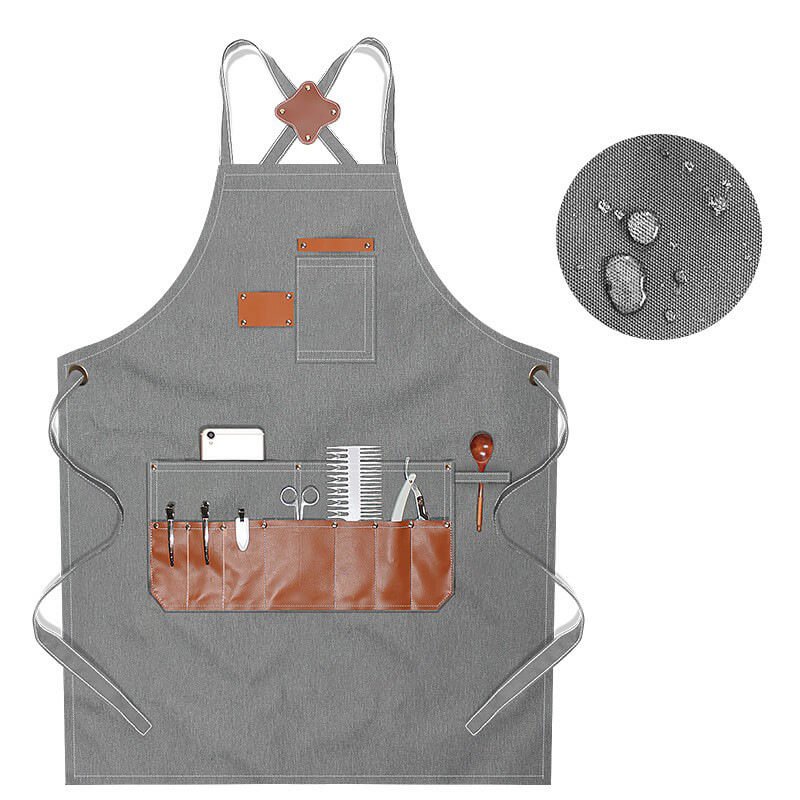 Barber's apron with custom logo printing for female painters, art students, tea shop bakery, catering, carpentry, men's work clothes - Image 11
